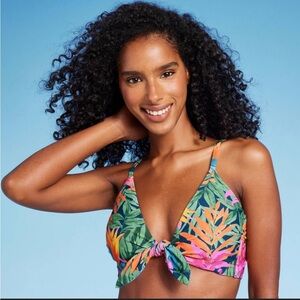 Women’s long line, front tie bikini top